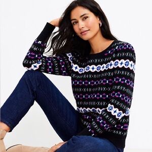 LOFT Fair Isle Puff Sleeve Sweater